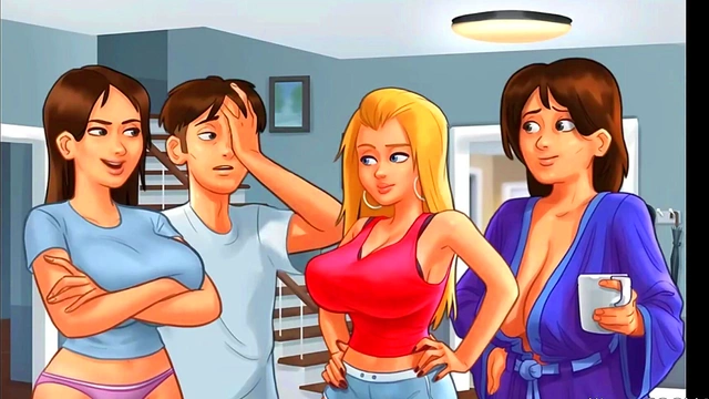 Pervert Neighbor Watches Hot Cheerleaders Show Off Big Perky Tits & Play Sexy Games