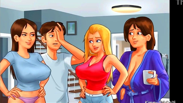 Pervert Neighbor Watches Hot Cheerleaders Show Off Big Perky Tits & Play Sexy Games