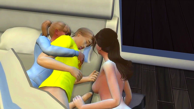 Hidden Blowjob Leads to Intense 3D Threesome with Alien Teen & Huge-Cock Creampie Bukkake