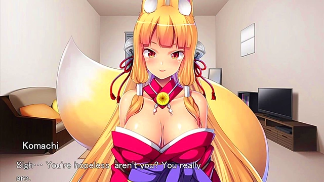 Fox Girl Masturbates Seductively for Ejaculation Fun in Anime Visual Novel