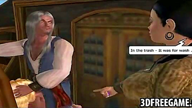 Hot 3D Pirate Prisoner Gives Deep Throat Blowjob On Ship Deck