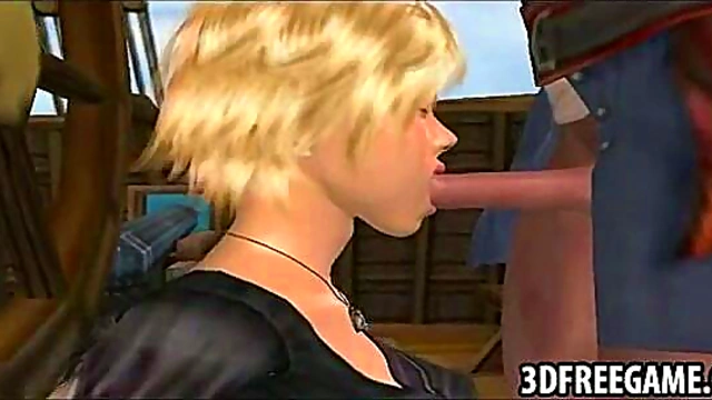 Hot 3D Pirate Prisoner Gives Deep Throat Blowjob On Ship Deck
