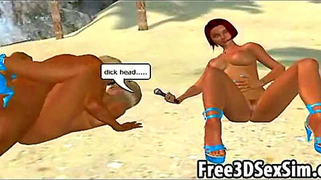 Foxy 3D Cartoon Hotties Suck & Fuck On The Beach For Hardcore Fun