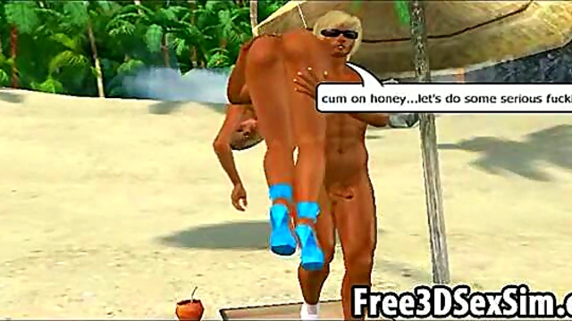 Foxy 3D Cartoon Hotties Suck & Fuck On The Beach For Hardcore Fun