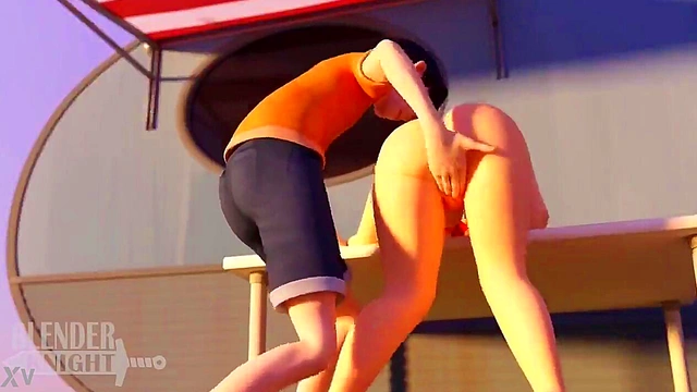 3D Hentai Babe Masturbates Seductively On The Rooftop