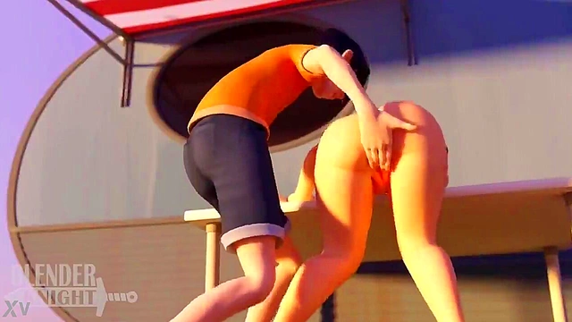 3D Hentai Babe Masturbates Seductively On The Rooftop