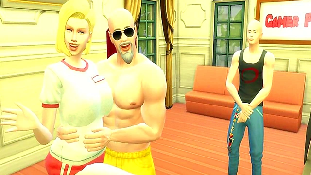 Perverted Master Roshi Trains Android 18 for Intense Anime Hentai Action