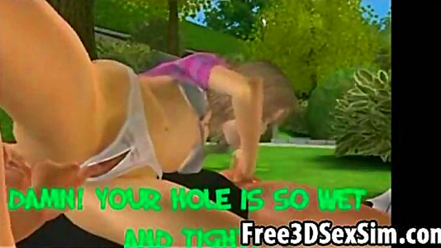 Blonde 3D Cartoon Babe Gets Fucked Hard Outdoor In The Park