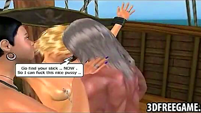 Pirate Captain Fucks Prisoner With First Mate in Steamy Anime Threesome