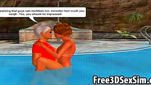 Foxy 3D Cartoon Hottie Sucks & Fucks Hard In The Pool Outdoor Hentai Fun