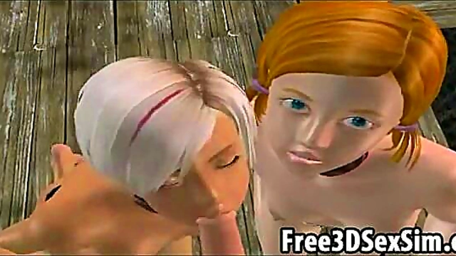 Two Sexy 3D Cartoon Babes in Leather Get Fucked Hardcore Together