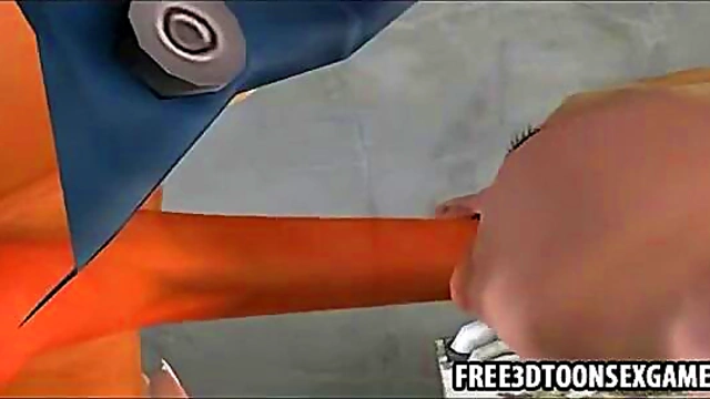 Spunky Teen Babe Gives Blowjob In 3D Cartoon Game Anime Adventure