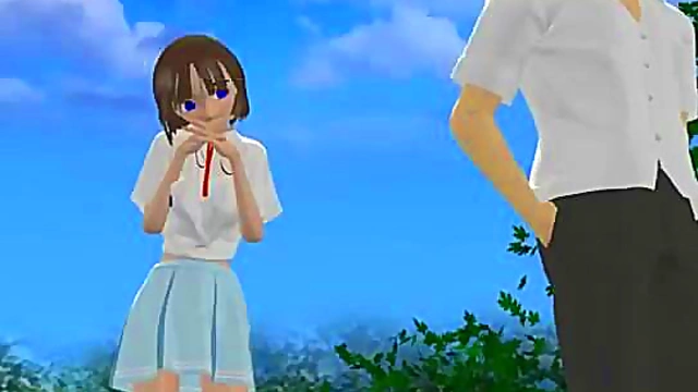 Busty Anime Slut Sucks Dick Outdoors for Hardcore Hentai Fun