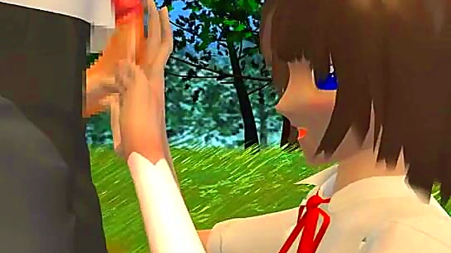 Busty Anime Slut Sucks Dick Outdoors for Hardcore Hentai Fun