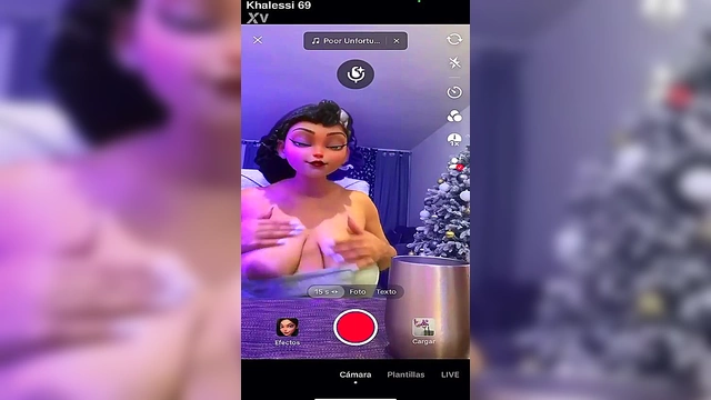 Busty Latina Cyber-Girl Shows Off Massive Natural Tits in 3D Anime Filters