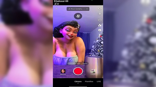 Busty Latina Cyber-Girl Shows Off Massive Natural Tits in 3D Anime Filters