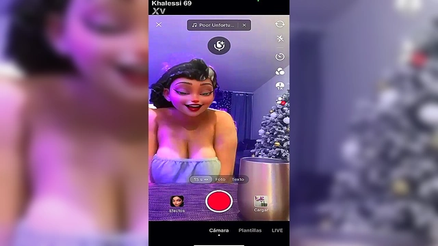 Busty Latina Cyber-Girl Shows Off Massive Natural Tits in 3D Anime Filters