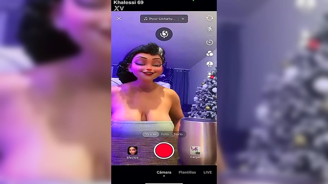 Busty Latina Cyber-Girl Shows Off Massive Natural Tits in 3D Anime Filters