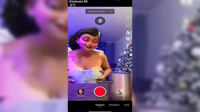 Busty Latina Cyber-Girl Shows Off Massive Natural Tits in 3D Anime Filters