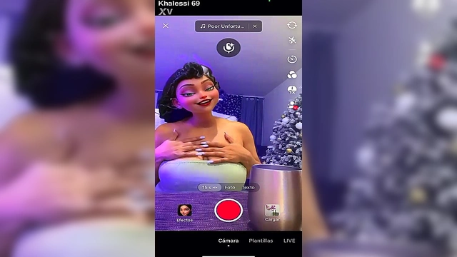 Busty Latina Cyber-Girl Shows Off Massive Natural Tits in 3D Anime Filters