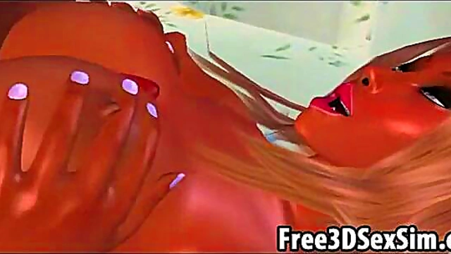 Blonde 3D Cartoon Babe Sucks Dick Hard Before Juicy Fucked Session