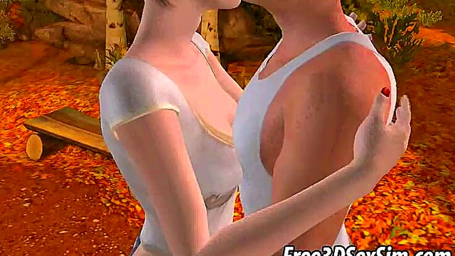 Outdoor 3D Brunette Gets Fingered & Licked Hardcore Anime Style