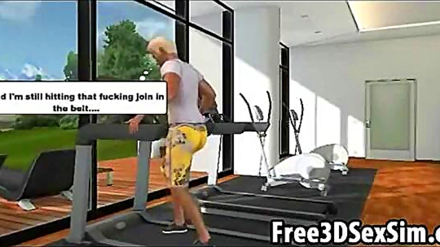 Sexy 3D Babe Motivates Stud To Work Out In Anime Softcore Action