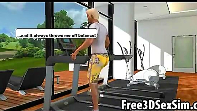 Sexy 3D Babe Motivates Stud To Work Out In Anime Softcore Action