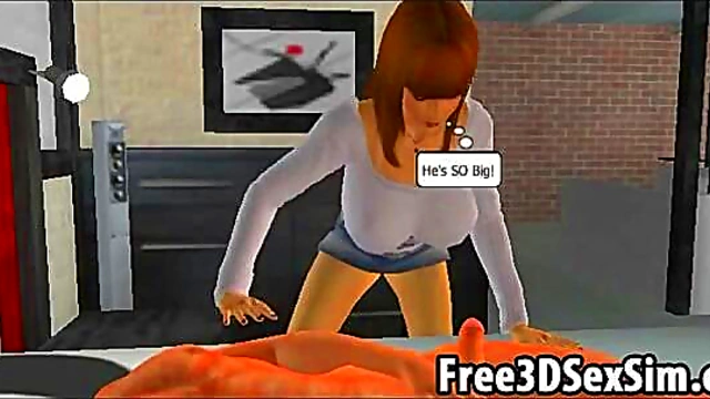Horny 3D Cartoon Honey Rides Rock Hard Cock With Big Tits