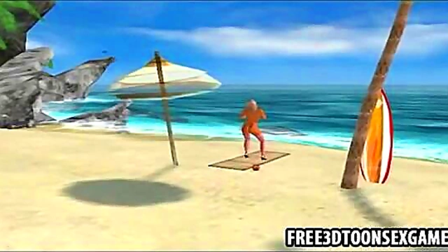 Sexy 3D Cartoon Stripper Babe Shows Off Big Tits & Seductive Moves