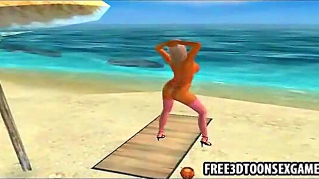Sexy 3D Cartoon Stripper Babe Shows Off Big Tits & Seductive Moves
