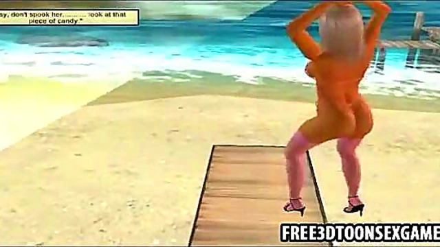 Sexy 3D Cartoon Stripper Babe Shows Off Big Tits & Seductive Moves
