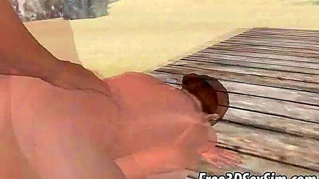 Foxy 3D Brunette Vixen Gets Fucked Hard On The Beach Outdoor Anime Action