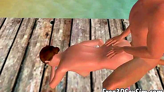 Foxy 3D Brunette Vixen Gets Fucked Hard On The Beach Outdoor Anime Action