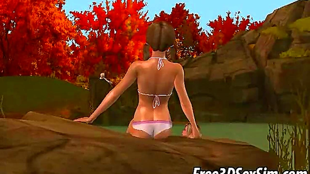 Sexy 3D Cartoon Hottie Gets Fucked Outdoors With Hardcore Blowjob Action