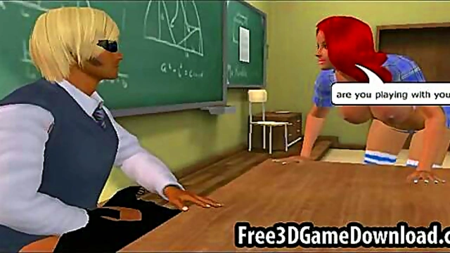 Teen Game Characters Bang Hard in Classroom kako 3D Anime Hentai Adventure