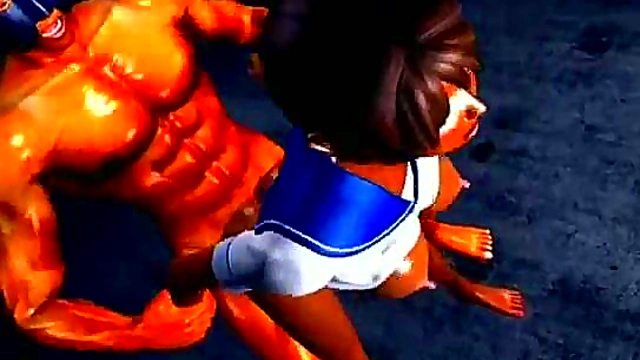 Muscle-Cocked Ramming Of Busty Ebony Hottie In Hardcore Hentai Anime Action