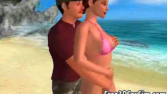 Tasty 3D Brunette Babe Gets Licked & Fucked On The Beach Hardcore