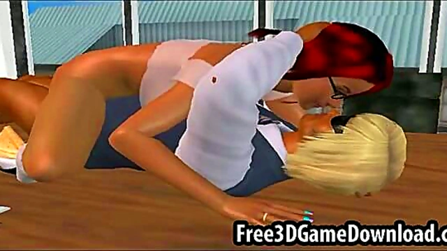 Redhead Anime Babe Gets Pussy Sucked & Licked In 3D Hardcore Action