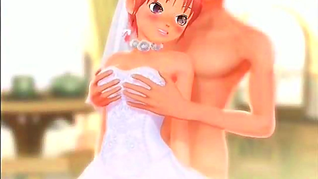 Busty Anime Bride Fingers To Orgasm In Hardcore Hentai Scene