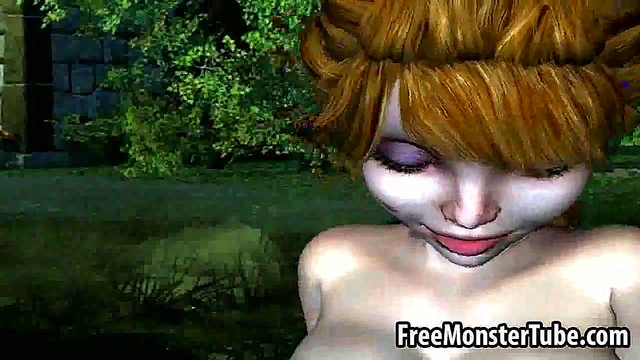 Busty 3D Cartoon Brunette Hottie Masturbates Outdoors For Hot Climax