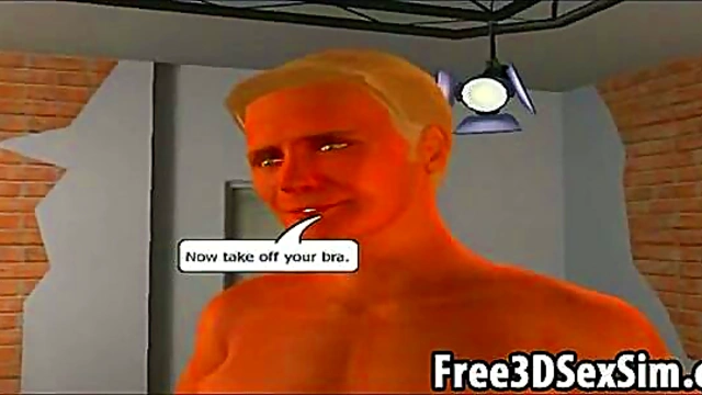 Sexy 3D Brunette Cartoon Hottie Strips Nude for Softcore Fun Modeling Session