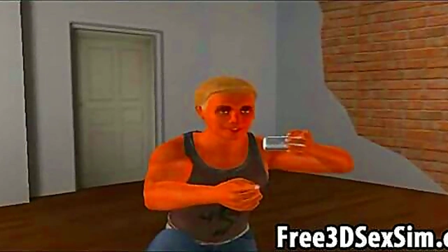 Sexy 3D Brunette Cartoon Hottie Strips Nude for Softcore Fun Modeling Session