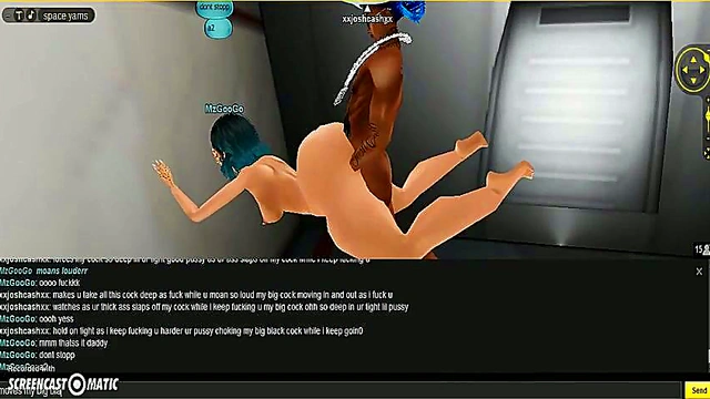 3D Hentai Game Porn – Sexy IMVU Couple Fucks In Space Room