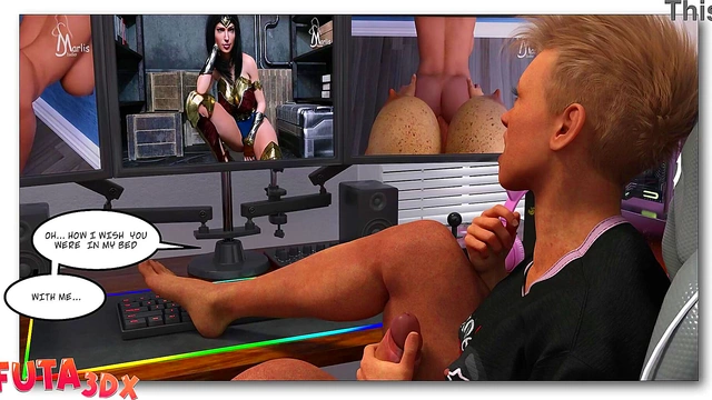 Wonder Woman Seduced by Big-Dicked Futanari Babe for Hardcore Sex
