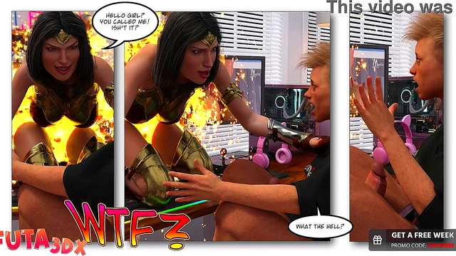 Wonder Woman Seduced by Big-Dicked Futanari Babe for Hardcore Sex