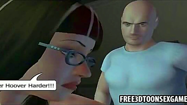 Lonely 3D Cartoon Office Babe Calls Friend for Steamy Blowjob Session