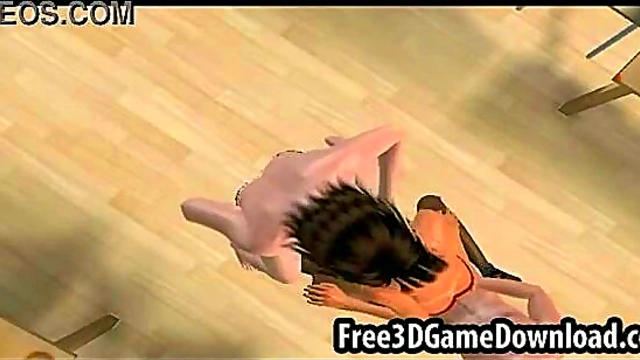 Threesome Fun With Busty Anime Babes in Class Room Heat