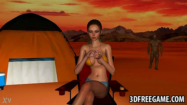 3D Babe Gets Double Teamed By Goblins Outdoors For Bizarre Anime Fun