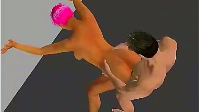 Virtual Pink-Haired Hottie Gets Fucked From Behind In Hardcore Anime Action